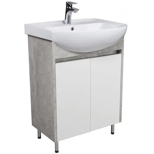 Тумба Мойдодир Nice Loft 60 з умивальником Proxy 60 бетон з білим Білий - фото 1