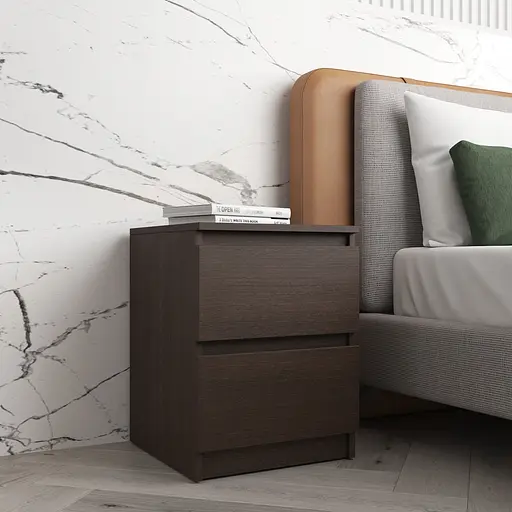 Прикроватная тумба Vays R-5 Венге Темный, 2 ящика без ручек, ЛДСП 40×40×53 см - тумба в спальню - фото 2