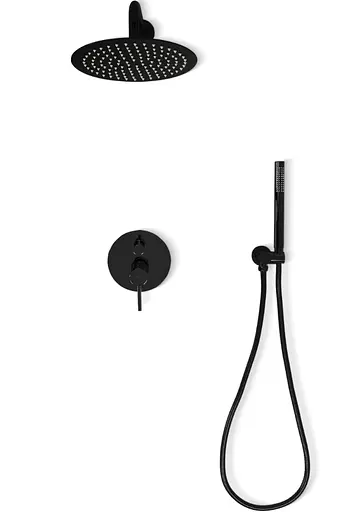 Душова система Rea Lungo black glossy + BOX прихованого монтажу REA-P4420, Чорний матовий - фото 7