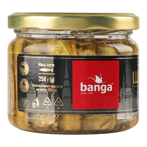 Шпроты Banga копченые в масле стекло 250 г - фото 3
