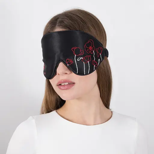 Маска для сна шелк Чумацький Шлях 3.1 с вышитым украинским орнаментом в Подарочной упаковке Черная (1200-02) - фото 11