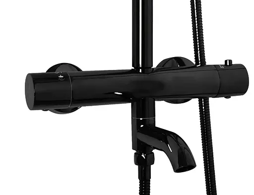 Душова система Rea Lungo black glossy з термостатом та виливом REA-P8763, Чорний матовий - фото 2