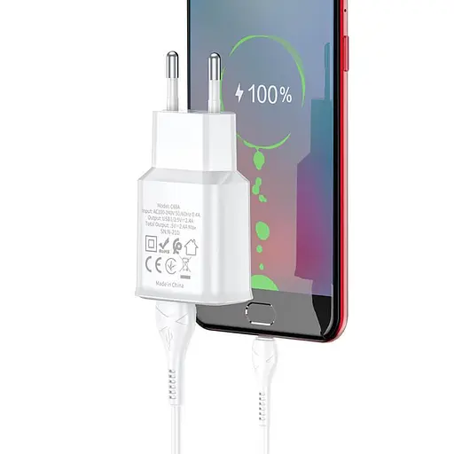 Блок питания и кабель Hoco C88A Type-C Cable Star round dual port charger set белый - фото 3