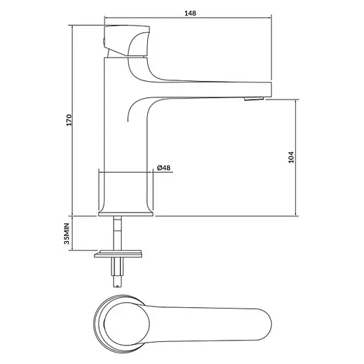 Змішувач для умивальника Cersanit Inverto хром + чорна ручка S951-300 Хром - фото 2