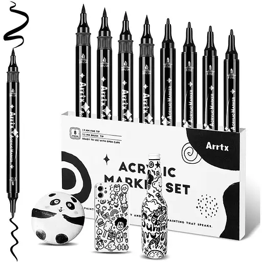 Акриловые маркеры Arrtx AACM-03-8BK, черные