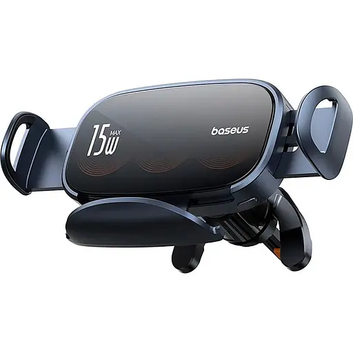 Автодержатель для телефона с БЗП Baseus LightChaser Series Triple-Coil Wireless Charging Electric Car Mount Cluster черный - фото 1