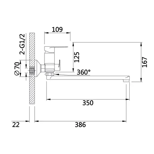 Смеситель для ванны Qtap Aries с длинным поворотным изливом (c душевым гарнитуром) QTARI2601CRM45558 Chrome - фото 2