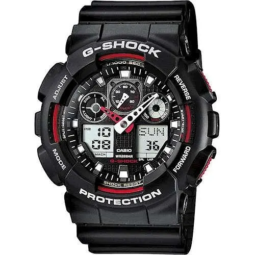 Часы мужские ударопрочные наручные оригинальные Япония Casio G-Shock GA-100-1A4ER с полимерным ремешком