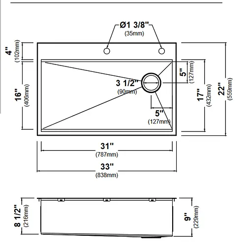 Кухонна мийка Kraus Kore KWT310-33, Нержавіюча сталь - фото 3