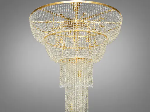 Сучасна кришталева люстра "Кришталевий каскад" на 22 лампи, колір золото - фото 2