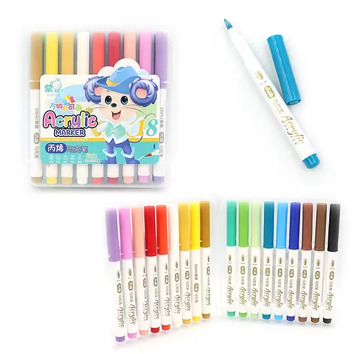 Набор акриловых маркеров Mouse, 18 шт., пластиковый бокс