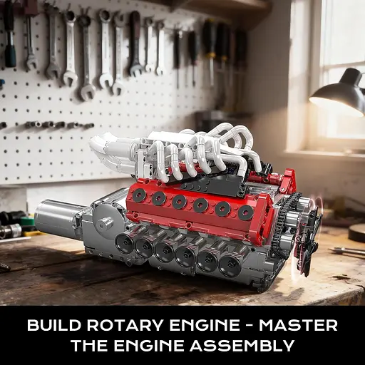 Конструктор двигун Mould King V12  Naturally Aspirated Engine Ferrari моторизований дитячий мотор 1366 деталей - фото 3