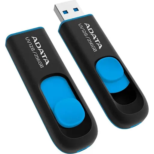 Флеш-накопичувач Adata Flash 256Gb USB 3.2 UV 128 Black/Blue (AUV128-256G-RBE) - фото 3