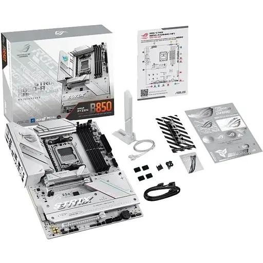 Материнська плата Asus Rog Strix B850-A Gaming WIFI sAM5 B850 4xDDR5 M.2 HDMI DP WiFi BT ATX білий - фото 2