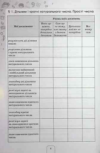 Математика 6 клас. Щоденник самооцінювання навчальних досягнень - фото 2