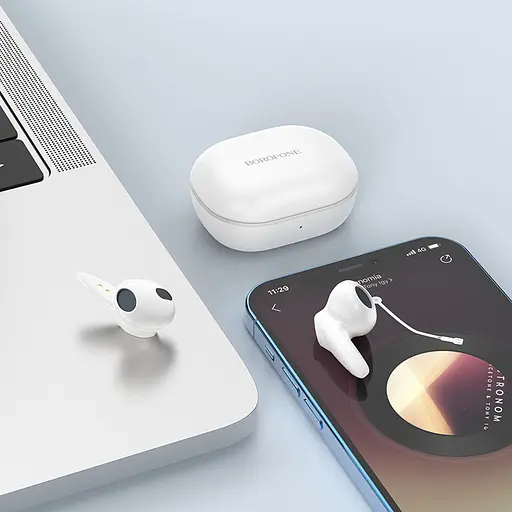 Bluetooth Стерео Гарнітура Borofone BW18 Білий - фото 3