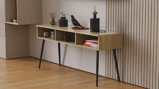 Тумба під телевізор Кентуккі Ferrum-decor 45x139x38 Чорний метал ДСП Дуб Сонома 16 мм (FRD-106730)