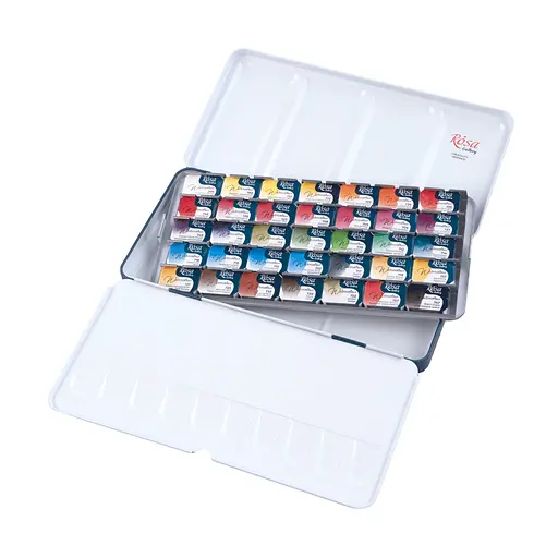 Набір акварельних фарб BOTANICAL металевий пенал Індіго 35кол. х 2.5 мл кювета Rosa Gallery - фото 4