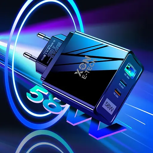 Зарядное устройство XON PowerCharge 58W (PD20) USB Type-C (PCWA058020A1С2B 6068) Черный - фото 2