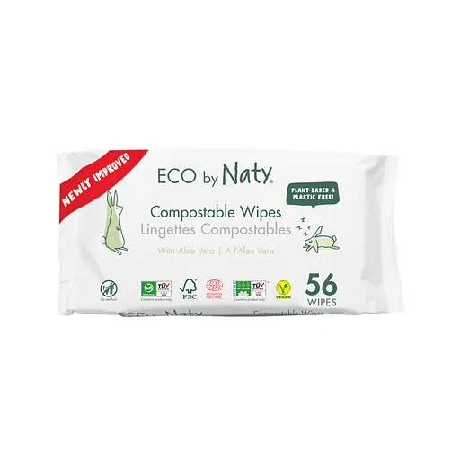 Дитячі вологі серветки з алое, 56 шт. ECO BY NATY