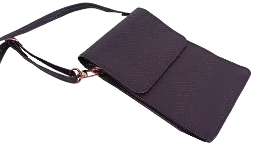 Небольшая женская кожаная сумка для телефона UP2 Fashion баклажан sum0028726 - фото 3