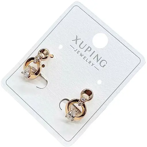 Сережки Xuping з вигинами і камінцями гіпоалергенне медичне золото - фото 1