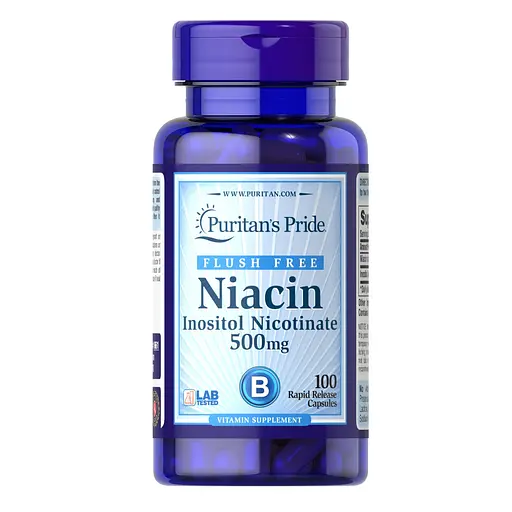 Витамины и минералы Puritan's Pride Niacin 500 мг Flush Free, 100 капсул