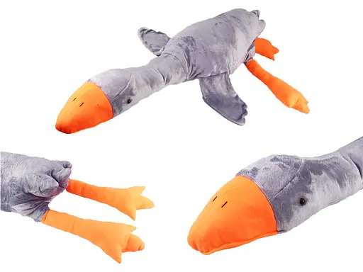 М’яка іграшка Гусак, подушка обіймашка, 190 см, сірий, плюш