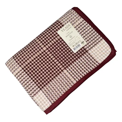 Покривало бавовняне Vladi 140х200 бежево-бордове (1205228) - фото 1