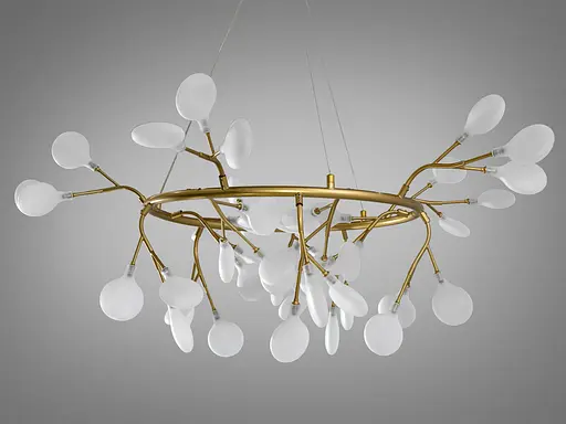 Дизайнерська люстра підвіс в дитячу "Світлячок", 45 ламп, золото сатин - фото 1