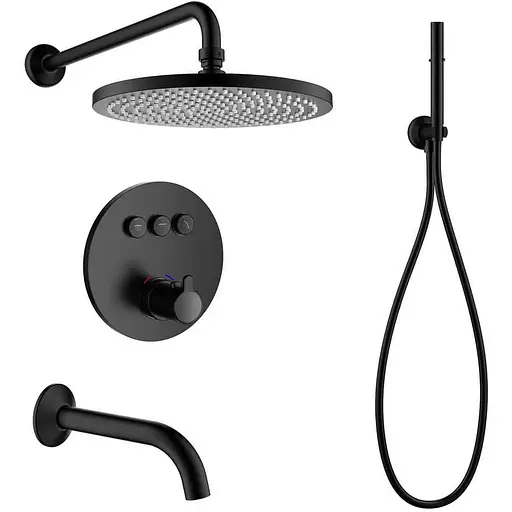 Душевая система скрытого монтажа Imprese Smart Click ZMK101901227, термостат с 3 функциями, черный матовый - фото 1