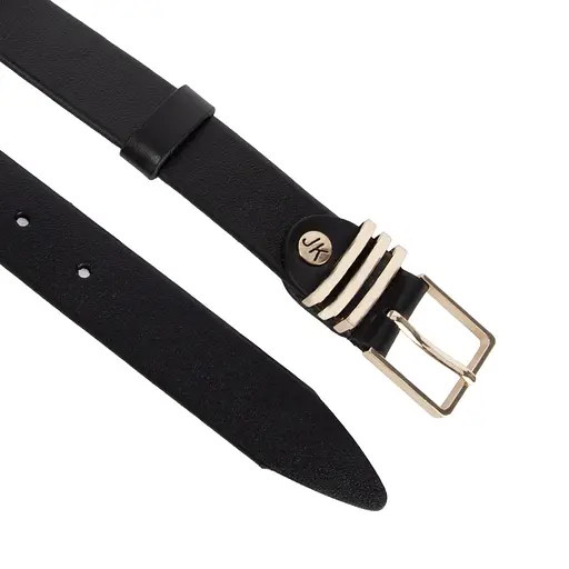 Ремінь жіночий шкіряний JK-3063 чорний із золотою пряжкою (110 см) - фото 3