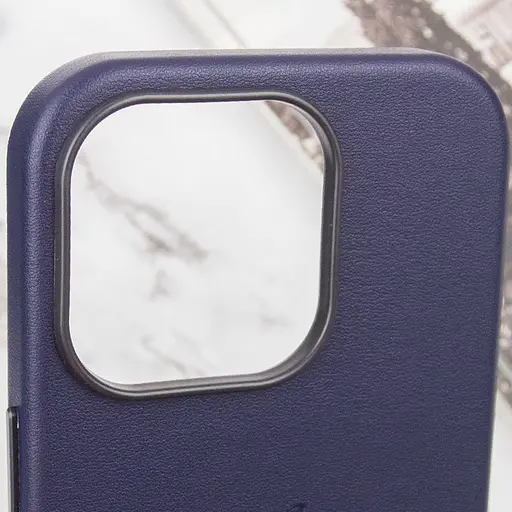 Шкіряний чохол Leather Case (AAA) with MagSafe and Animation для Apple iPhone 14 Pro Max (6.7) Ink - фото 8