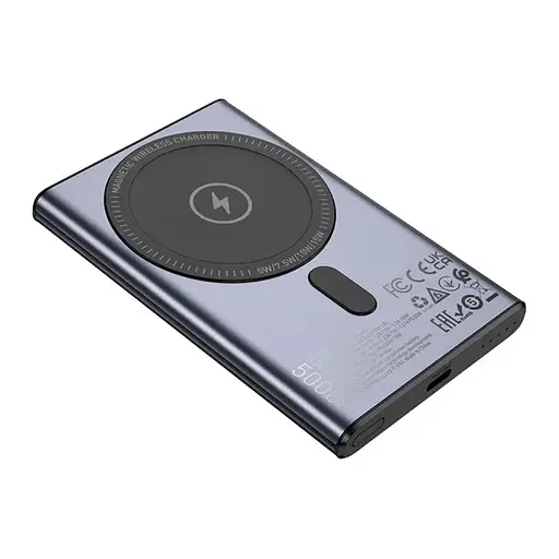Магнитный павербанк с беспроводным зарядным Hoco Q32 Bird PD20W wireless magnetic 5000mAh серый - фото 2