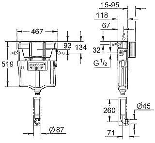 Смывной бачок скрытого монтажа Grohe Gd2 38661000 - фото 2