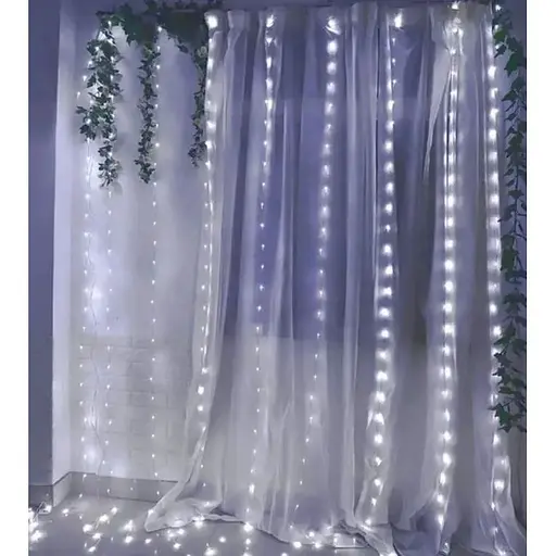 Новогодняя светодиодная гирлянда-штора Роса 3x2 м с 200 лампочками яркое Белое сияние - фото 1