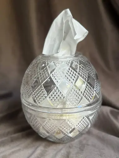 Серветниця скляна Yiwu HP-4-110 з рельєфною поверхнею настільна 17x15 см Прозорий - фото 4