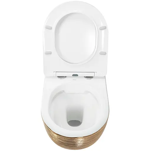 Подвесной унитаз Rea Carlo Flat brush gold REA-C6942, Золотой - фото 5