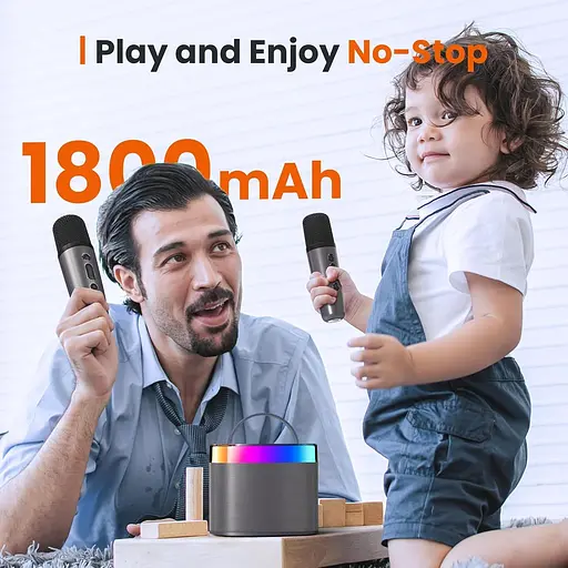 Портативна караоке-машина Bluetooth з 3 вбудованими динаміками та 2 мікрофонами - фото 5