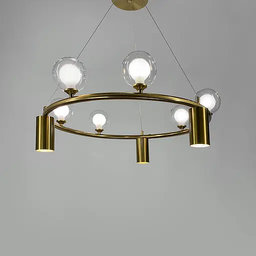 Підвісна люстра-кільце на 6 плафонів та 3 споти d 60 | Арт. SG 46-750 GD | Line F - фото 4