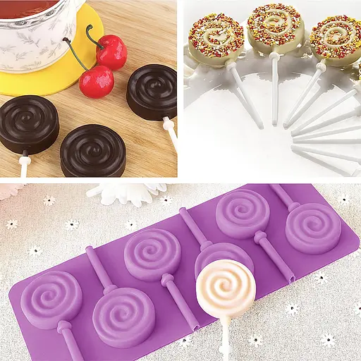 Силіконова форма для льодяників та цукерок на паличці "Спіраль", Kitchen Master Бузковий 87623 - фото 2