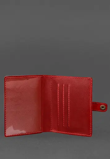 Кожаная обложка-портмоне для удостоверения офицера 11.0 красная - фото 4