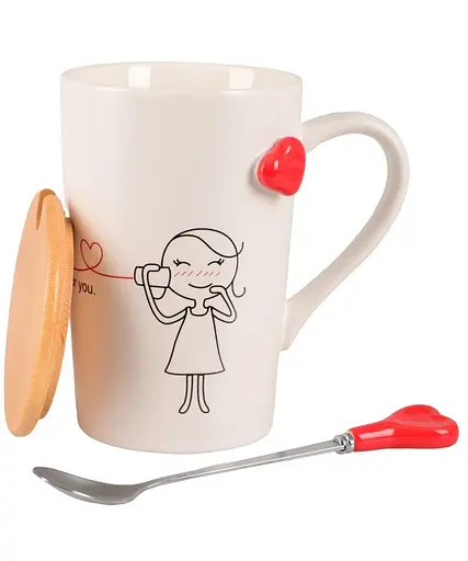 Чашка Led Love is B с бамбуковой крышкой и ложкой 360 мл (B060493) - фото 4