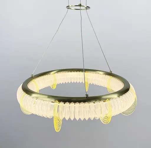 Світлодіодна люстра з сучасними прозорими та жовтими пластинами | Арт. D 236 | Line F - фото 2