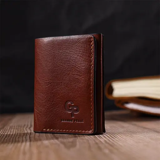Мужской кожаный кошелек Grande Pelle 8х10х1.5 см acs0025793 - фото 6