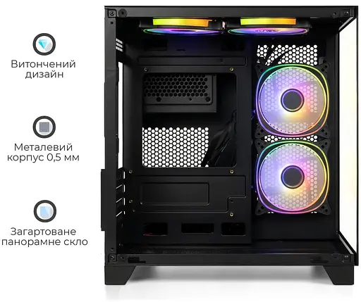 Корпус QUBE REEF ARGB Black (REEF_GBNU3) Без БП - фото 7