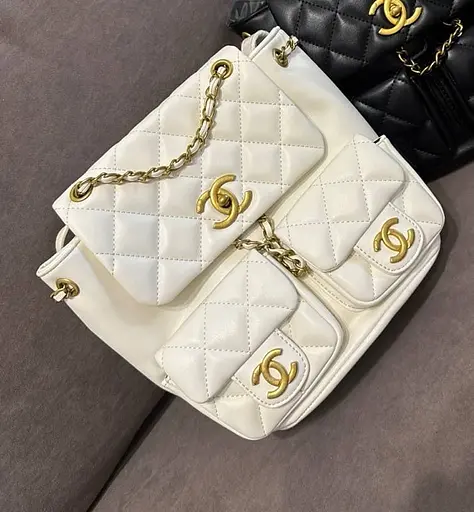 Рюкзак женский с кармашками (Белый) - фото 2