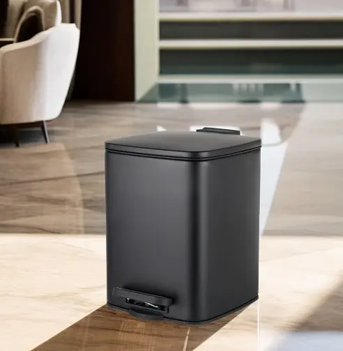 Мусорное ведро Zerix Kubix-TC0106 Black с плавным закрытием квадратное 6 л черный (ZX5890)  - фото 3