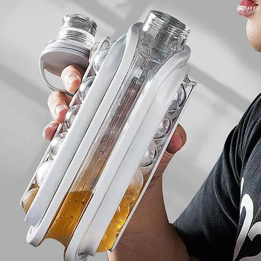 Форма для кубиков льда портативная силиконовая переносная бутылка на 17 шариков DIY ICE, Kitchen Master Белый 86116 - фото 2