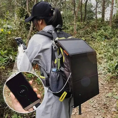 Солнечная панель Solar panel Y11020U 21W + 2xUSB Зарядное устройство (Черный) - фото 9